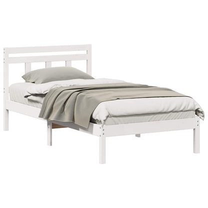 Bed Frame White 100 x 200 cm Solid Pine Wood