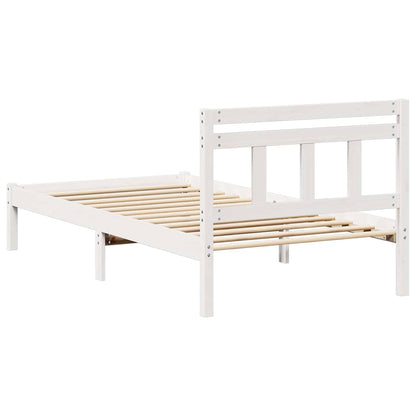 Bed Frame White 90 x 190 cm Solid Pine Wood