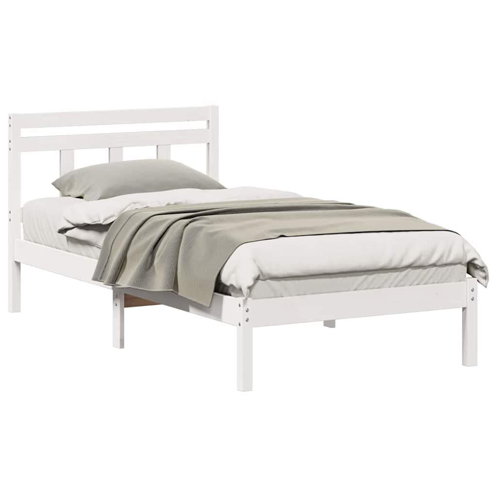 Bed Frame White 90 x 190 cm Solid Pine Wood