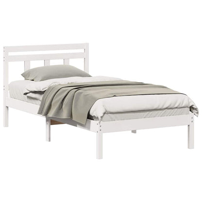 Bed Frame White 90 x 190 cm Solid Pine Wood