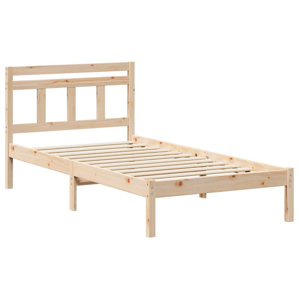 Bed Frame Brown 75 x 190 cm Solid Pine Wood