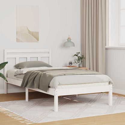 Bed Frame White 75 x 190 cm Solid Pine Wood