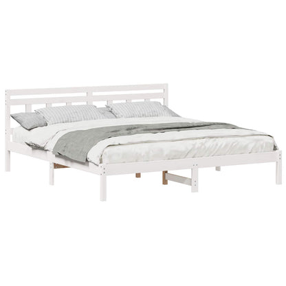 Bed Frame White 200 x 200 cm Solid Pine Wood