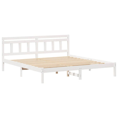 Bed Frame White 200 x 200 cm Solid Pine Wood