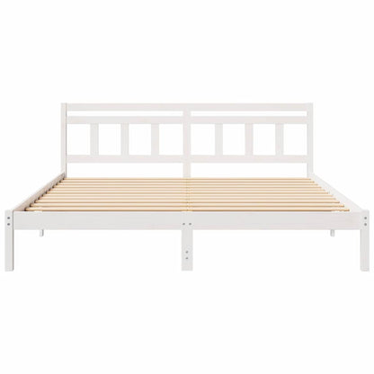 Bed Frame White 200 x 200 cm Solid Pine Wood