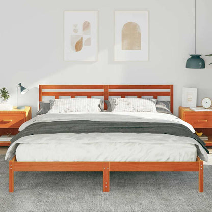 Bed Frame Brown 200 x 200 cm Solid Pine Wood