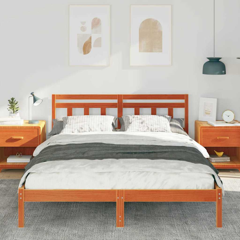 Bed Frame Brown 160 x 200 cm Solid Pine Wood