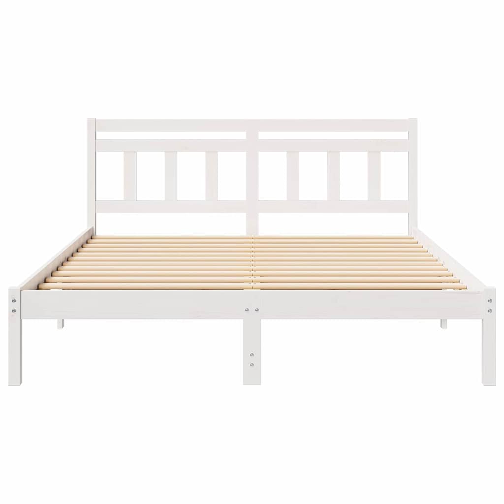 Bed Frame White 150 x 200 cm Solid Pine Wood
