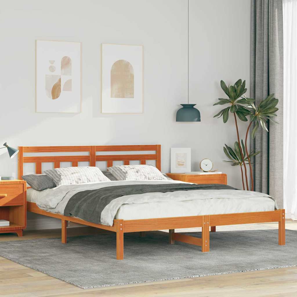 Bed Frame Brown 150 x 200 cm Solid Pine Wood