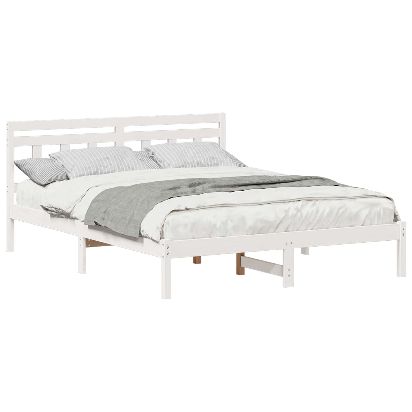 Bed Frame White 140 x 200 cm Solid Pine Wood