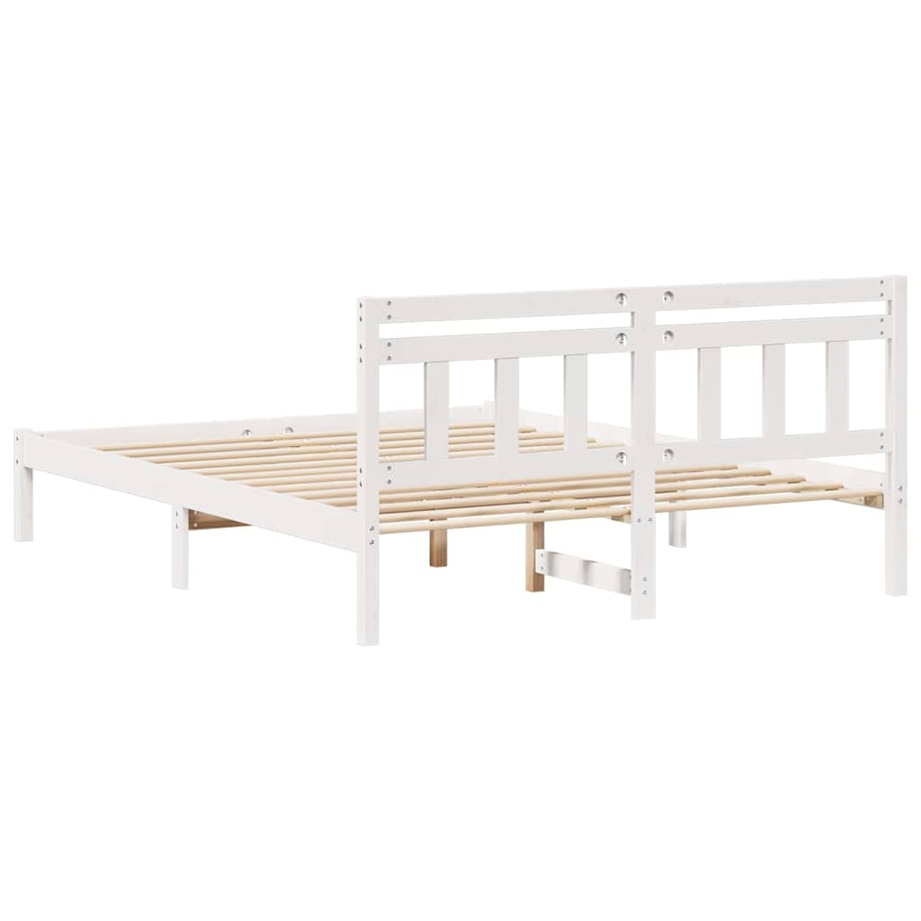Bed Frame White 140 x 200 cm Solid Pine Wood