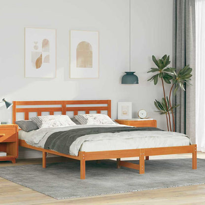 Bed Frame Brown 140 x 200 cm Solid Pine Wood