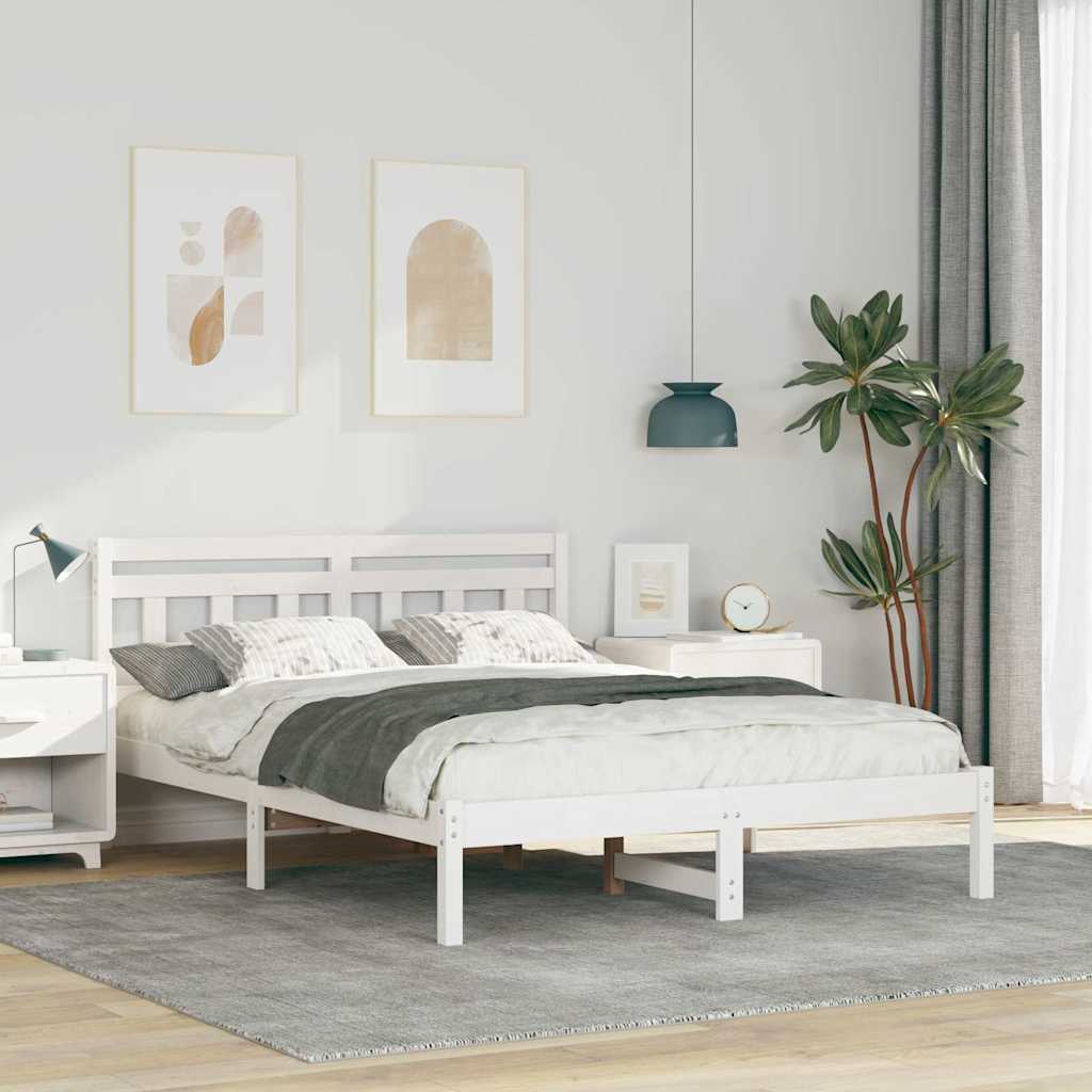 Bed Frame White 120 x 200 cm Solid Pine Wood