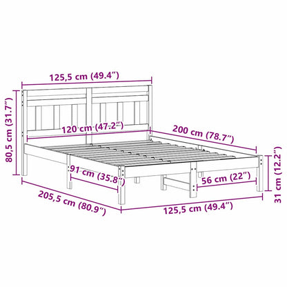 Bed Frame White 120 x 200 cm Solid Pine Wood