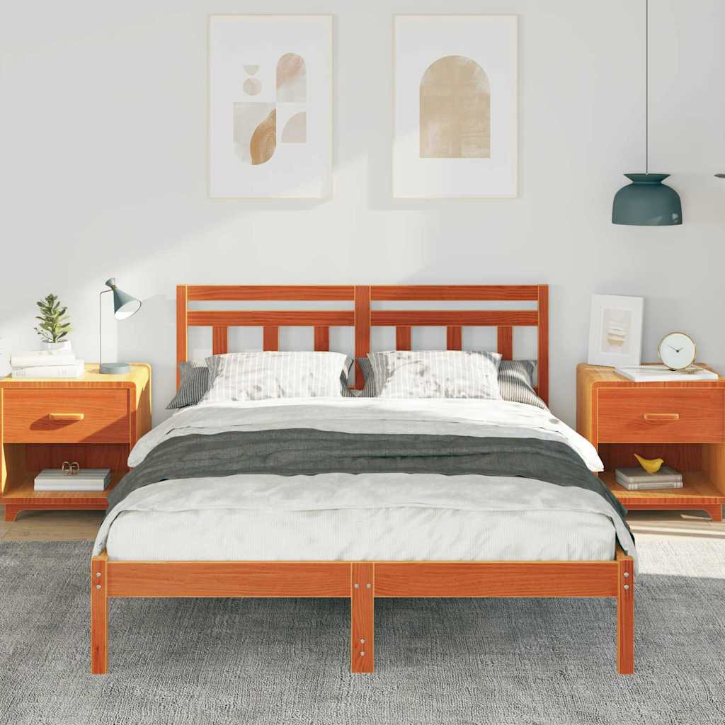 Bed Frame Brown 120 x 190 cm Solid Pine Wood
