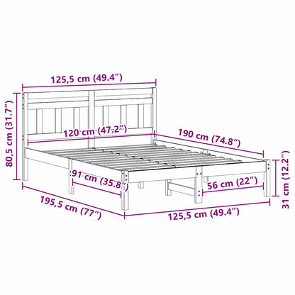 Bed Frame Brown 120 x 190 cm Solid Pine Wood