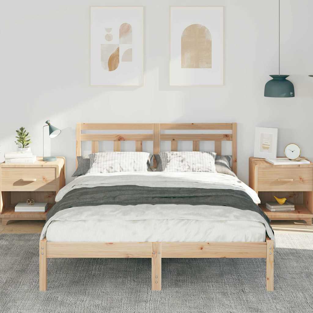 Bed Frame Brown 140 x 190 cm Solid Pine Wood