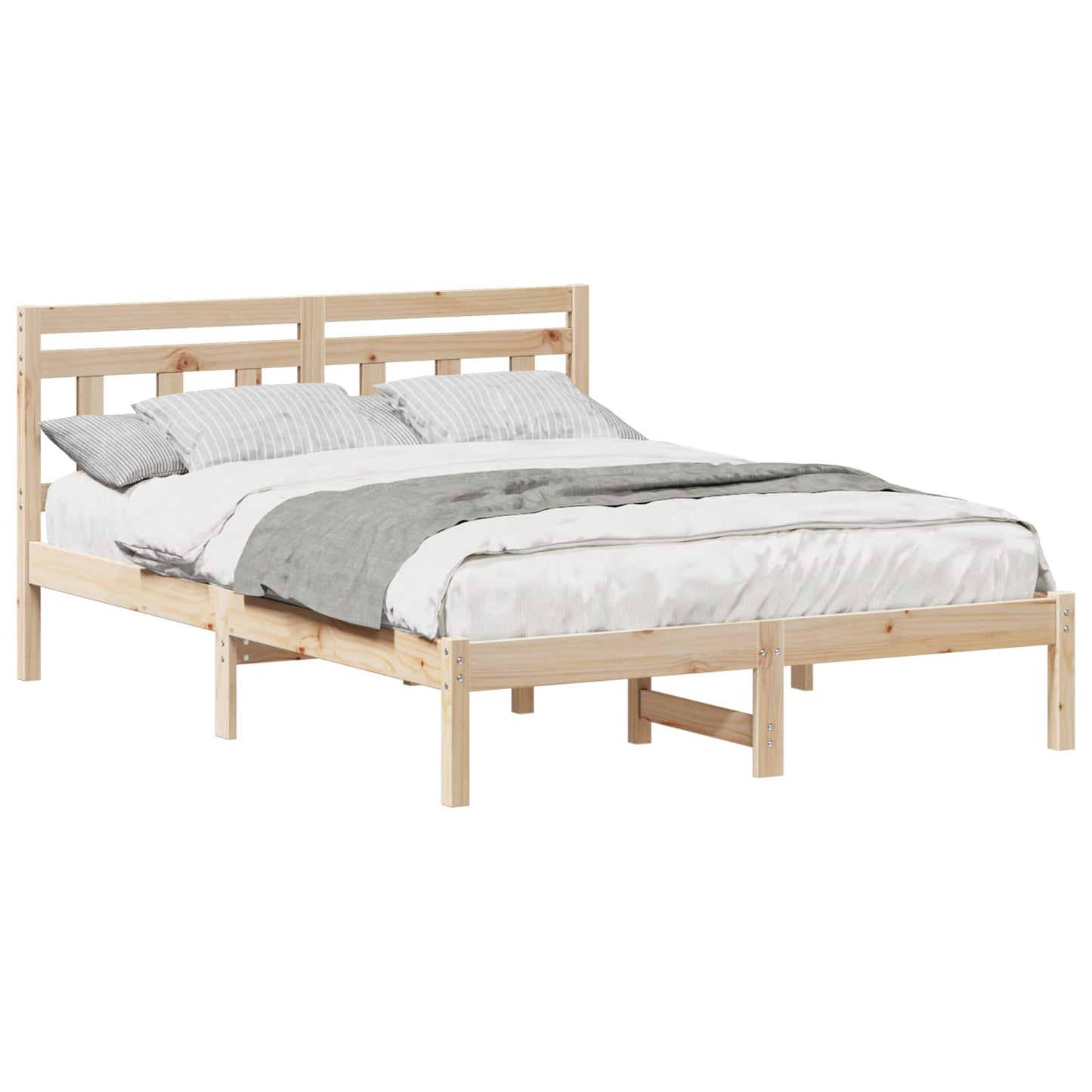 Bed Frame Brown 140 x 190 cm Solid Pine Wood