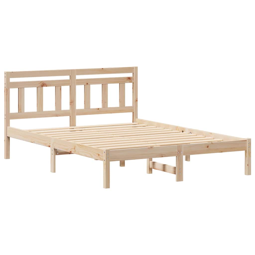 Bed Frame Brown 140 x 190 cm Solid Pine Wood