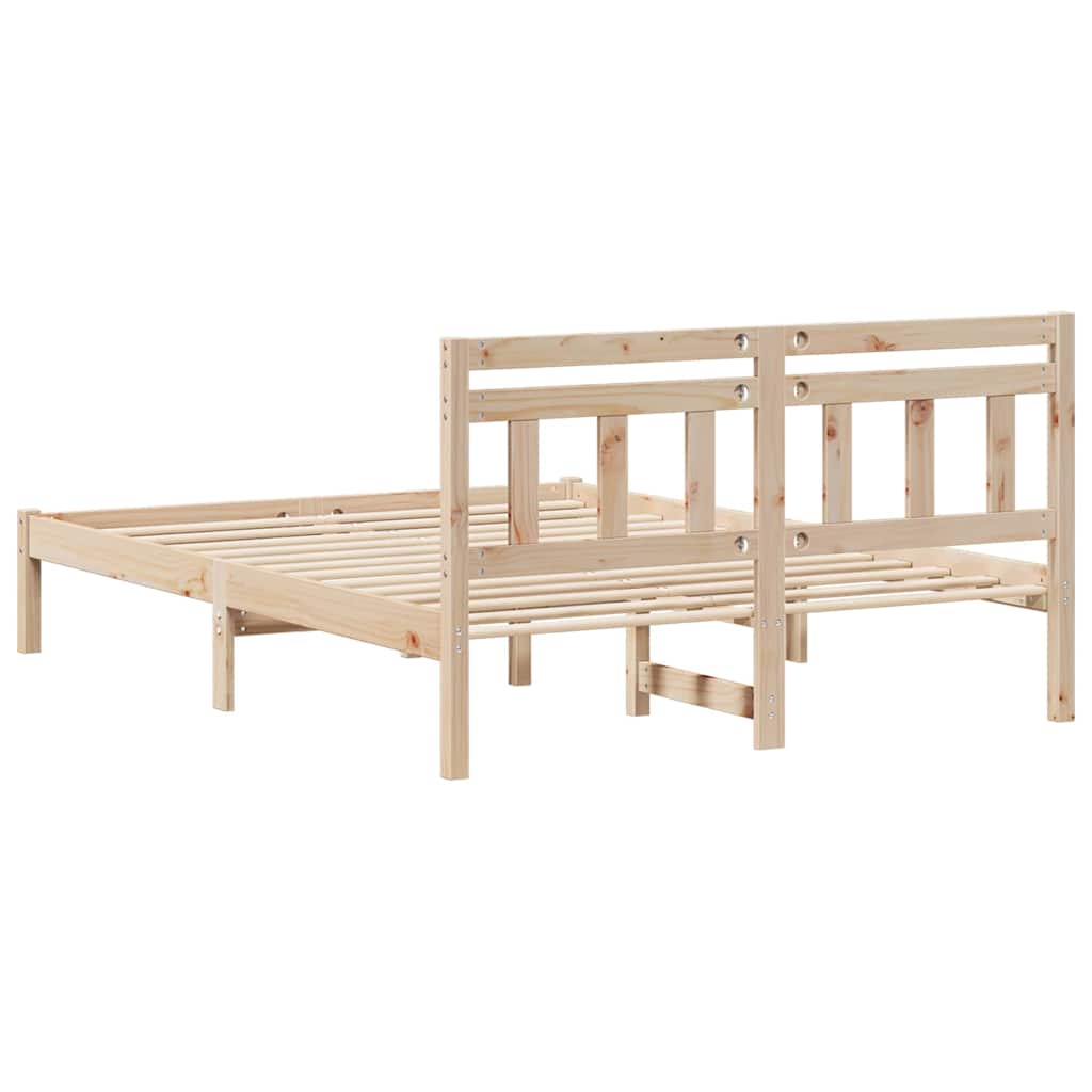 Bed Frame Brown 140 x 190 cm Solid Pine Wood