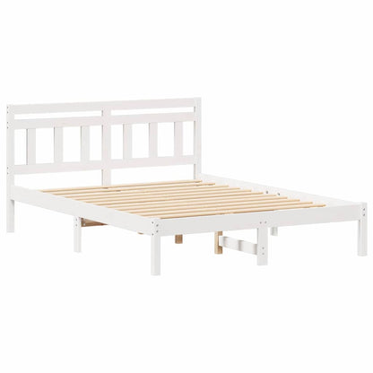 Bed Frame White 140 x 190 cm Solid Pine Wood