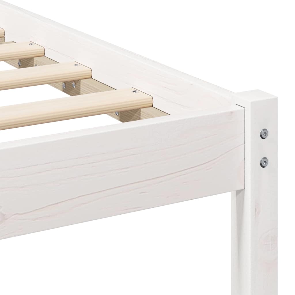 Bed Frame White 135 x 190 cm Solid Pine Wood