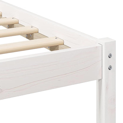 Bed Frame White 135 x 190 cm Solid Pine Wood