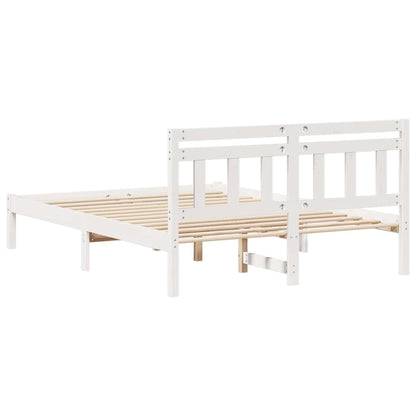 Bed Frame White 135 x 190 cm Solid Pine Wood