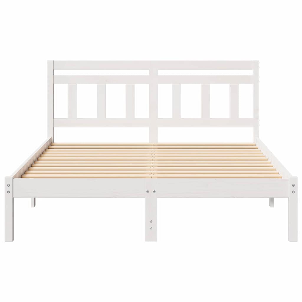 Bed Frame White 135 x 190 cm Solid Pine Wood
