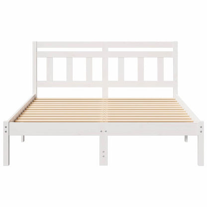 Bed Frame White 135 x 190 cm Solid Pine Wood