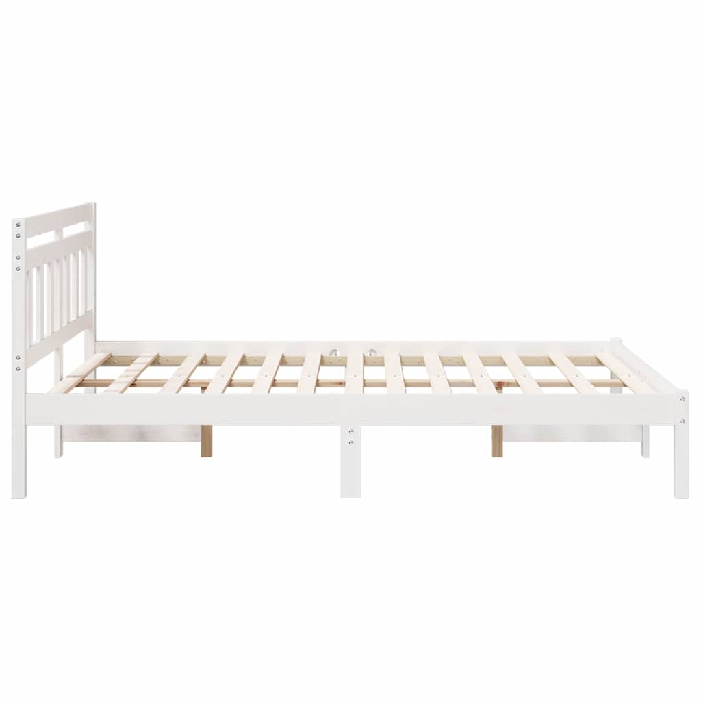 Bed Frame White 135 x 190 cm Solid Pine Wood