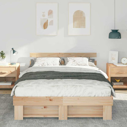 Bed Frame with Headboard Brown 150 x 200 cm Solid Pine Wood