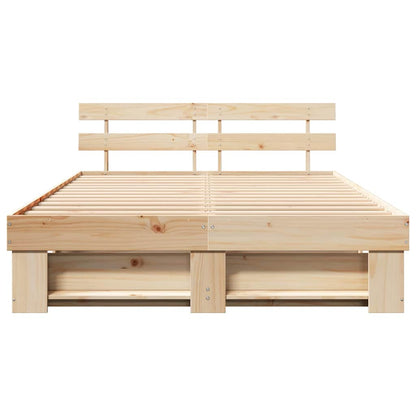 Bed Frame with Headboard Brown 150 x 200 cm Solid Pine Wood