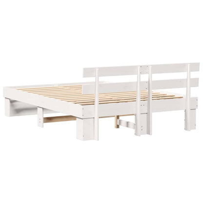 Bed Frame with Headboard White 150 x 200 cm Solid Pine Wood