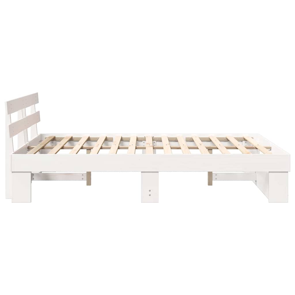 Bed Frame with Headboard White 150 x 200 cm Solid Pine Wood