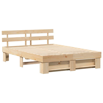Bed Frame with Headboard Brown 140 x 200 cm Solid Pine Wood