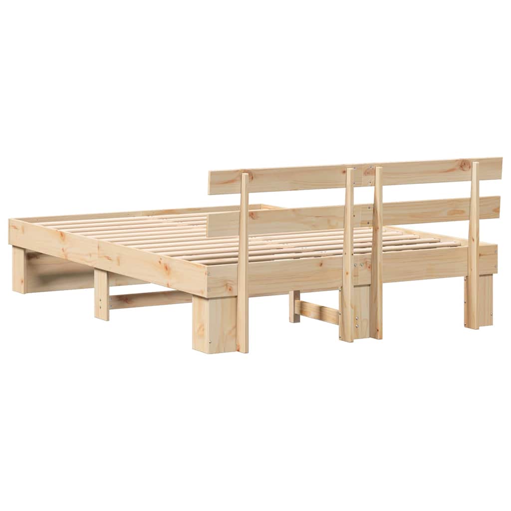 Bed Frame with Headboard Brown 140 x 200 cm Solid Pine Wood