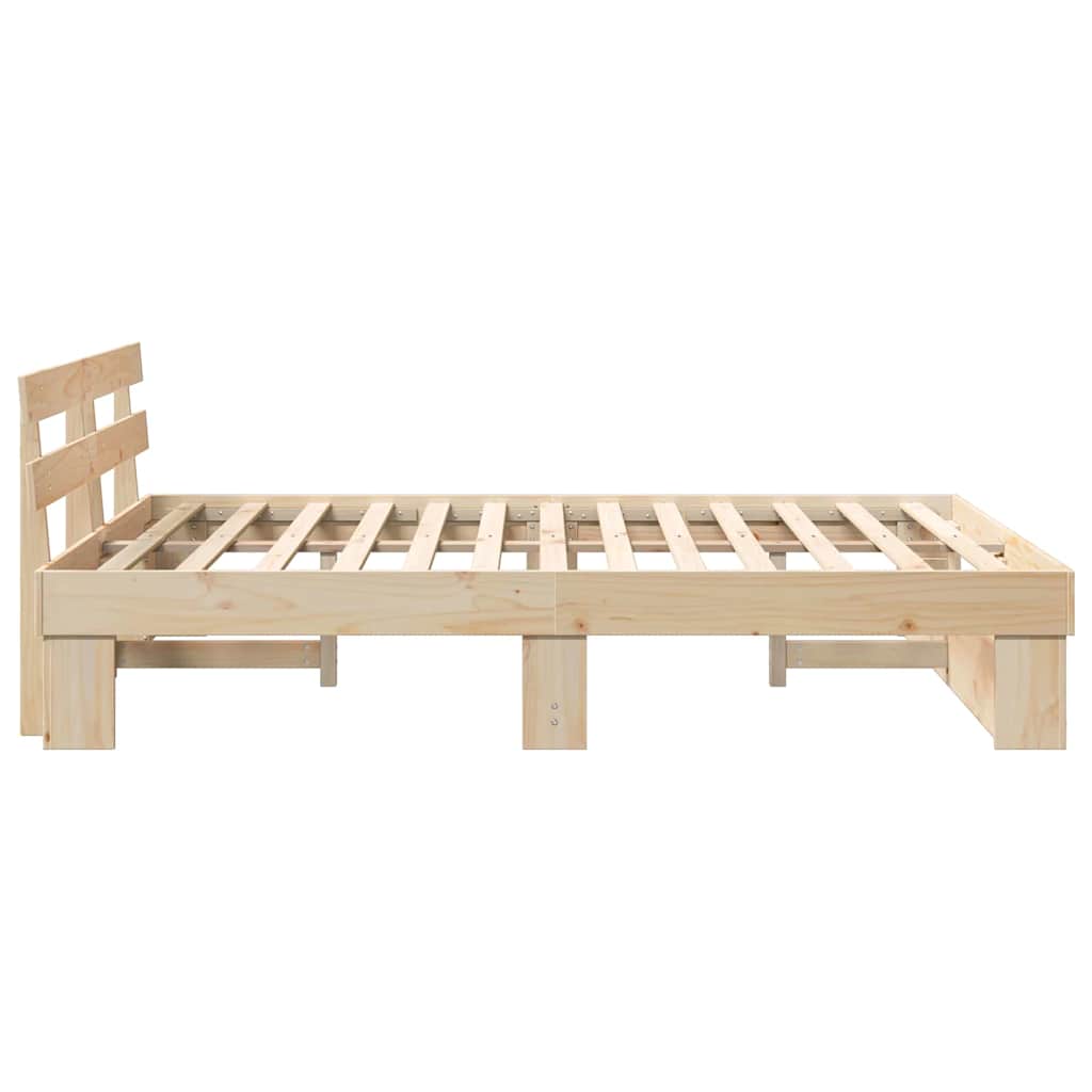 Bed Frame with Headboard Brown 140 x 200 cm Solid Pine Wood