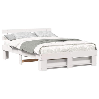 Bed Frame with Headboard White 140 x 200 cm Solid Pine Wood