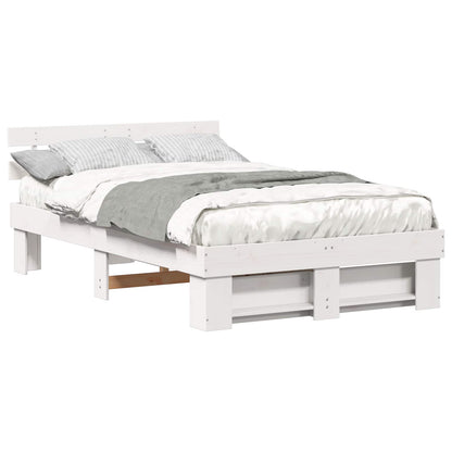 Bed Frame with Headboard White 120 x 200 cm Solid Pine Wood