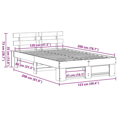 Bed Frame with Headboard White 120 x 200 cm Solid Pine Wood