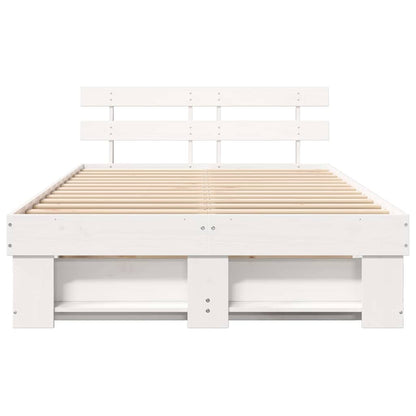 Bed Frame with Headboard White 140 x 190 cm Solid Pine Wood