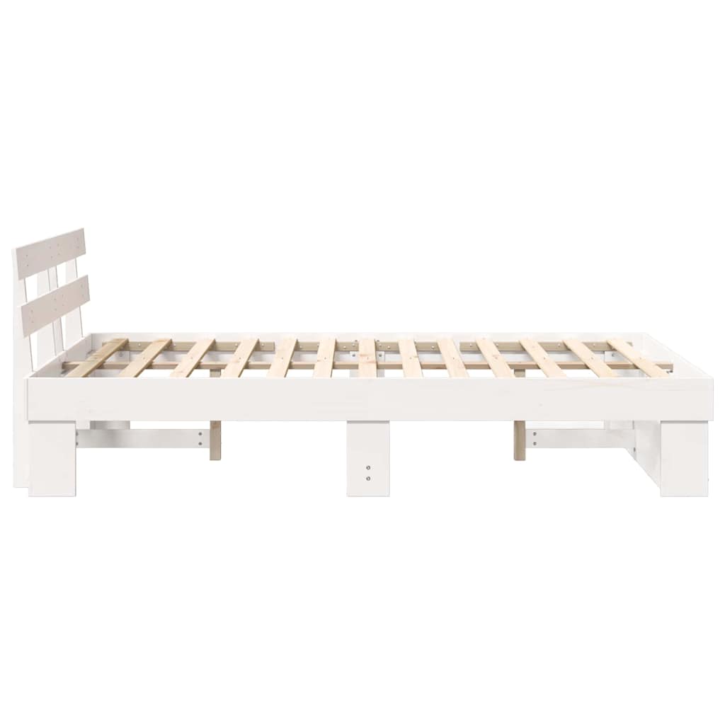 Bed Frame with Headboard White 140 x 190 cm Solid Pine Wood
