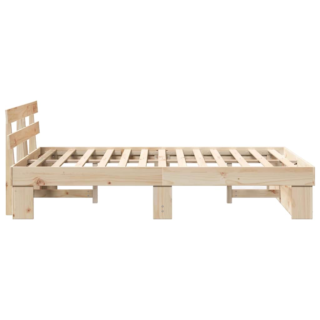 Bed Frame with Headboard Brown 135 x 190 cm Solid Pine Wood