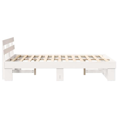 Bed Frame with Headboard White 135 x 190 cm Solid Pine Wood