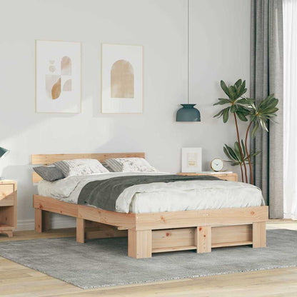 Bed Frame with Headboard Brown 120 x 190 cm Solid Pine Wood