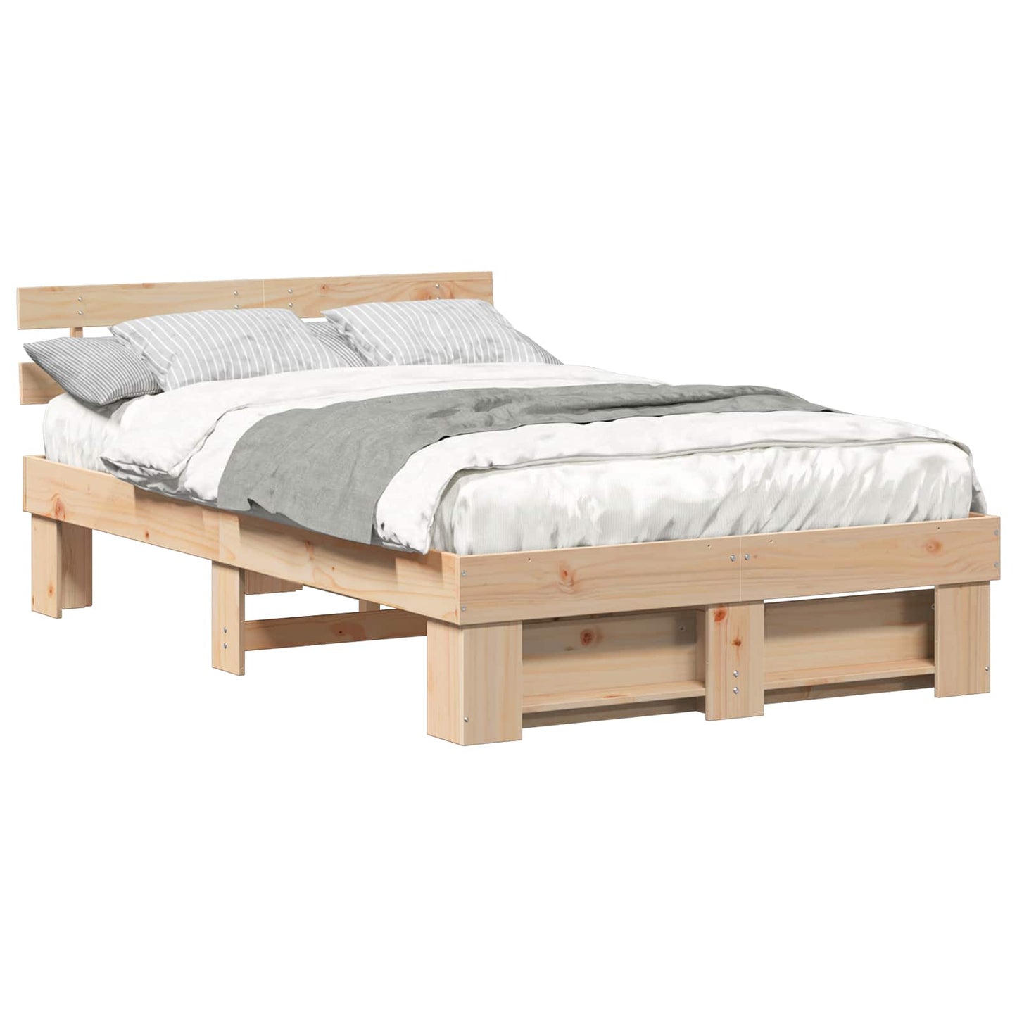 Bed Frame with Headboard Brown 120 x 190 cm Solid Pine Wood
