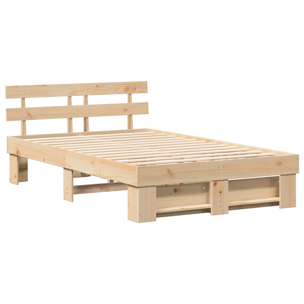 Bed Frame with Headboard Brown 120 x 190 cm Solid Pine Wood