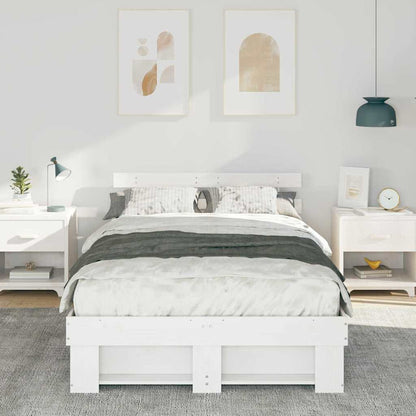 Bed Frame with Headboard White 120 x 190 cm Solid Pine Wood