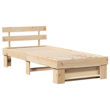 Bed Frame with Headboard Brown 90 x 200 cm Solid Pine Wood